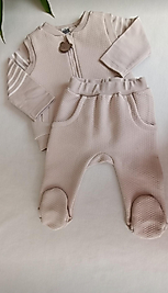 ERKEK BEBEK YELEKLİ 3'LÜ TAKIM BEJ