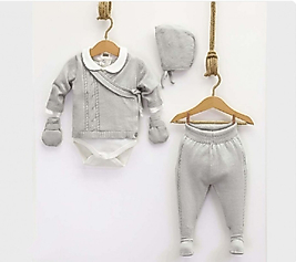 UNİSEX SAÇ ÖRGÜLÜ TAKIM GRİ