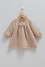 KIZ MÜSLİN ELBİSE KAHVE