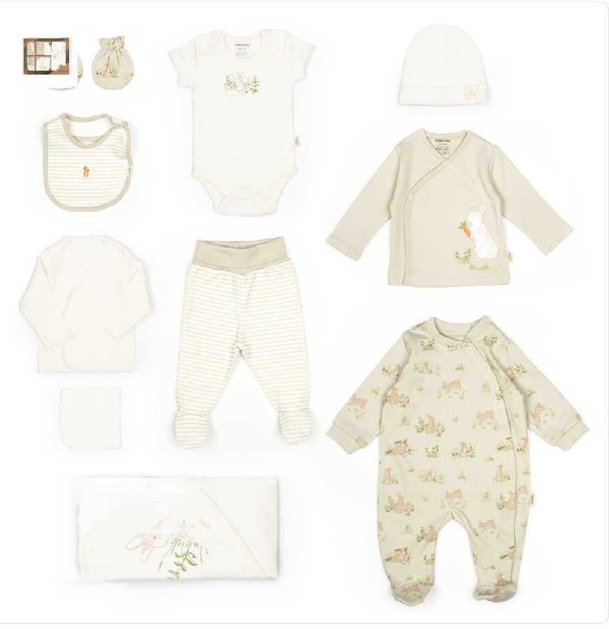 UNİSEX ORGANİK RABBİT SET EKRU-YEŞİL