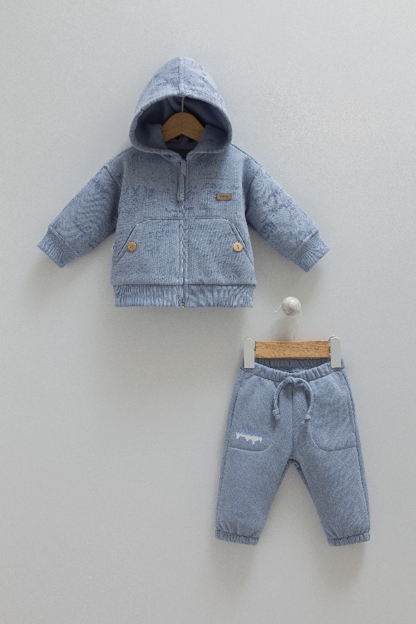 ERKEK KAPÜŞONLU İKİLİ TAKIM İNDİGO