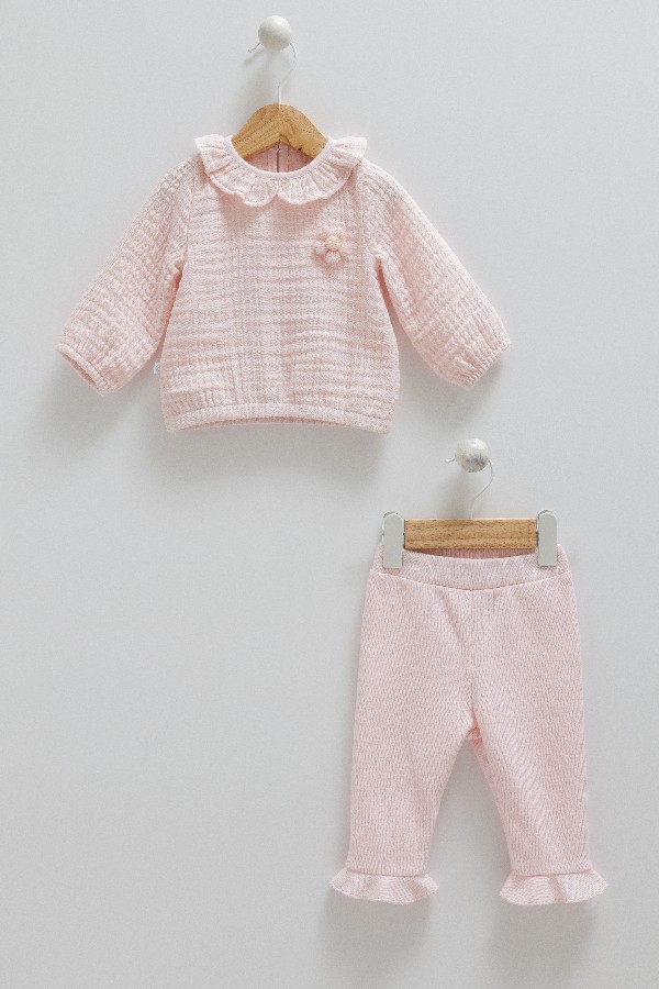 KIZ MÜSLİN 2'Lİ TAKIM PEMBE