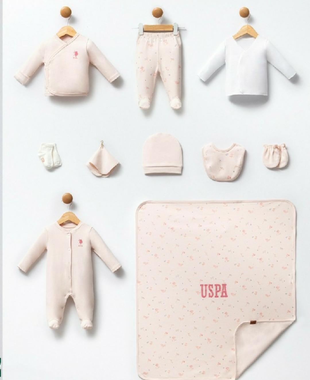 Kız Bebek 10'lu Hastane Çıkış Seti (Pudra)